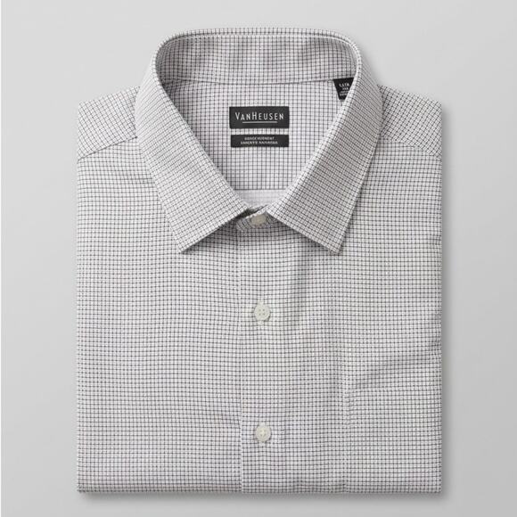 Van Heusen Other - Van Heusen Men's Dress Shirt Size L 16-16.5 34/35 Slim Fit Stain Shield Stretch